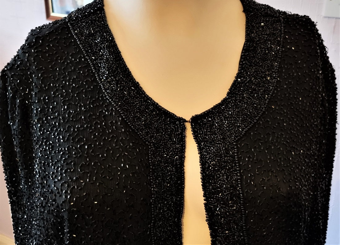 Vintage Ronald Joyce After Six black beaded evening jacket