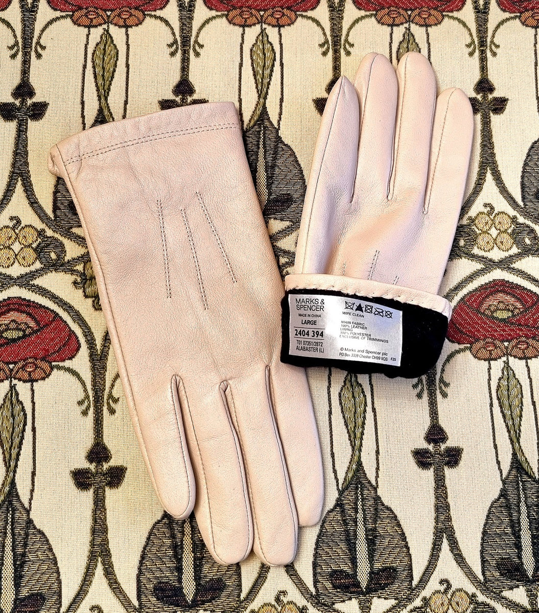M&S alabaster cream leather gloves The Frockery