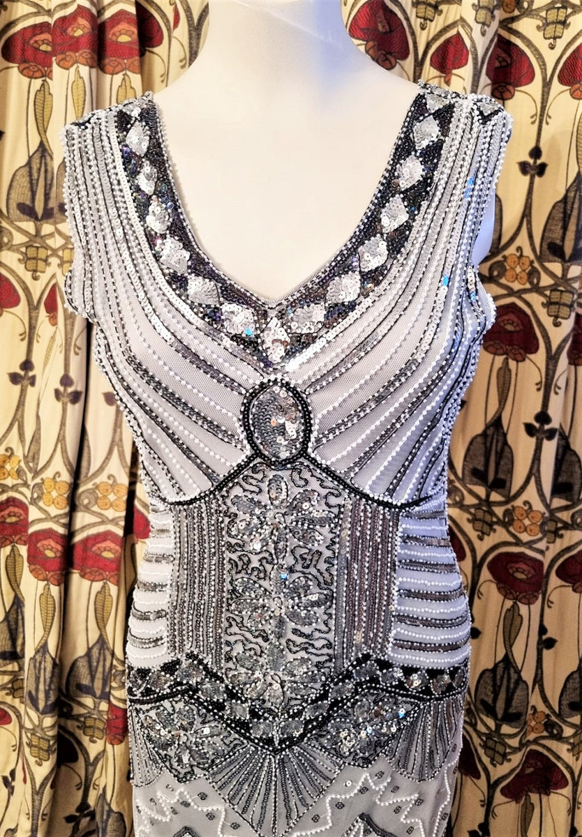 Silver grey embellished Gatsby flapper dress – The Frockery