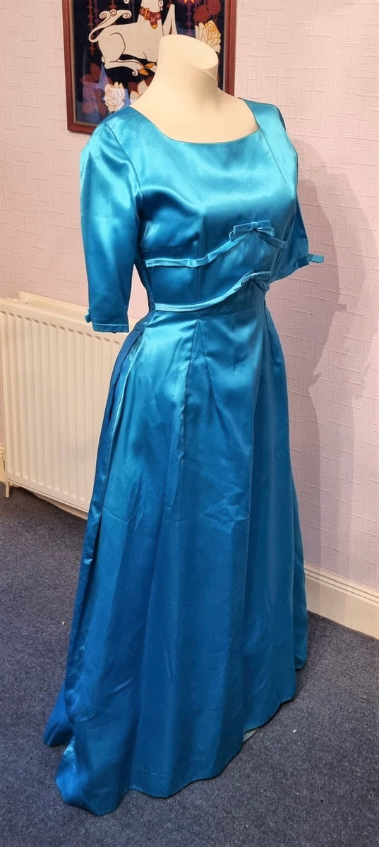 Silk Old Fashioned Bridesmaid Dresses 50s Vintage Turquoise Satin
