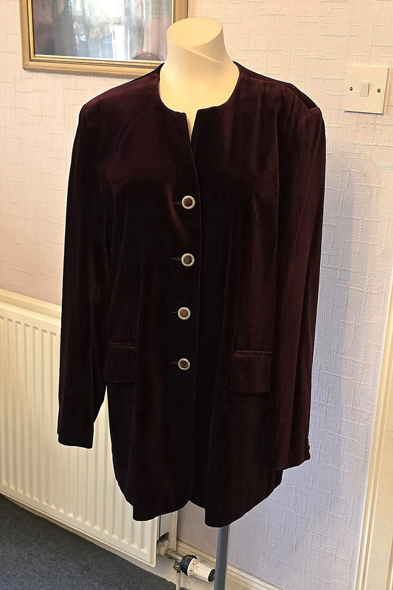 BURGUNDY OVERSIZED JACKET WITH WHITE STITCHING 90S STYLE SOLID COLOR
