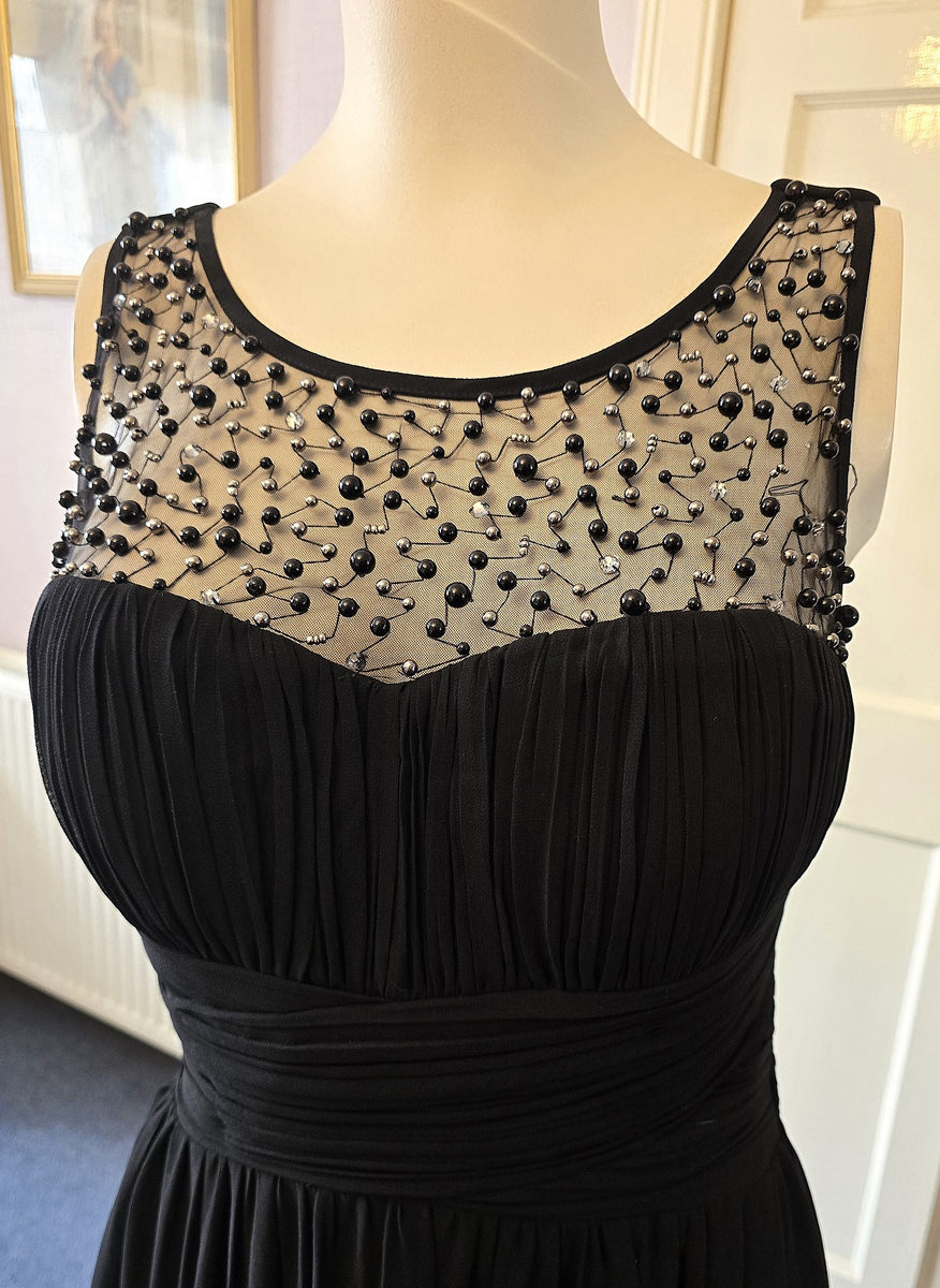 little mistress black maxi dress Little Mistress black chiffon embellished evening dress – The Frockery
