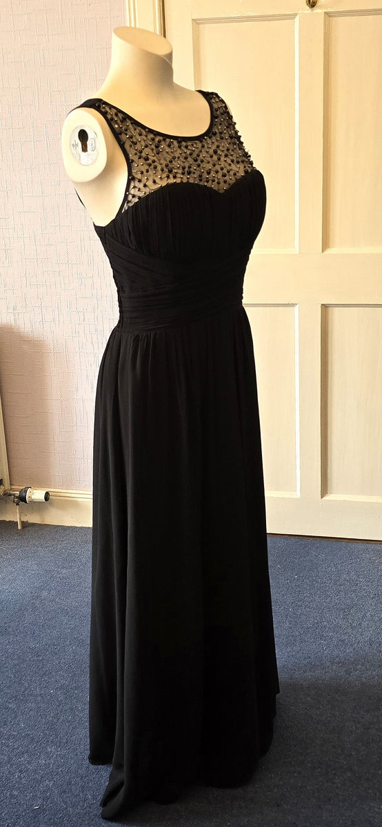 little mistress beaded top maxi dress black chiffon embellished evening – The Frockery Shoe size:2 Features a strapless neckline dori work gown Shona Joy Saxon Draped