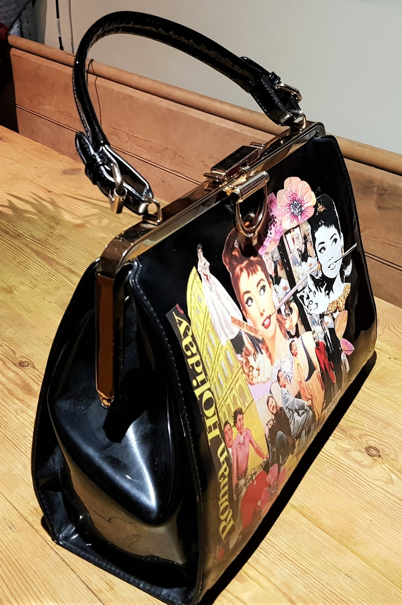 Audrey Hepburn customised black handbag – The Frockery