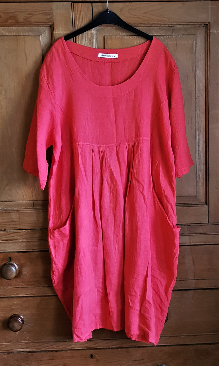 Woolovers peach linen smock dress – The Frockery