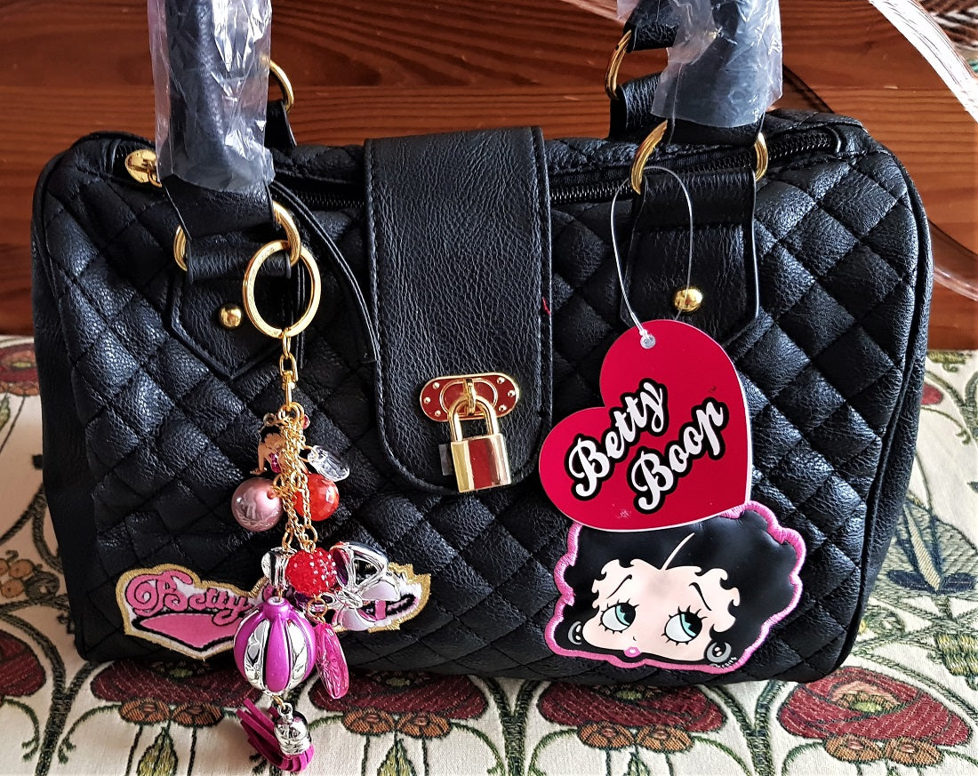 Betty Boop Busy Bee black faux leather handbag