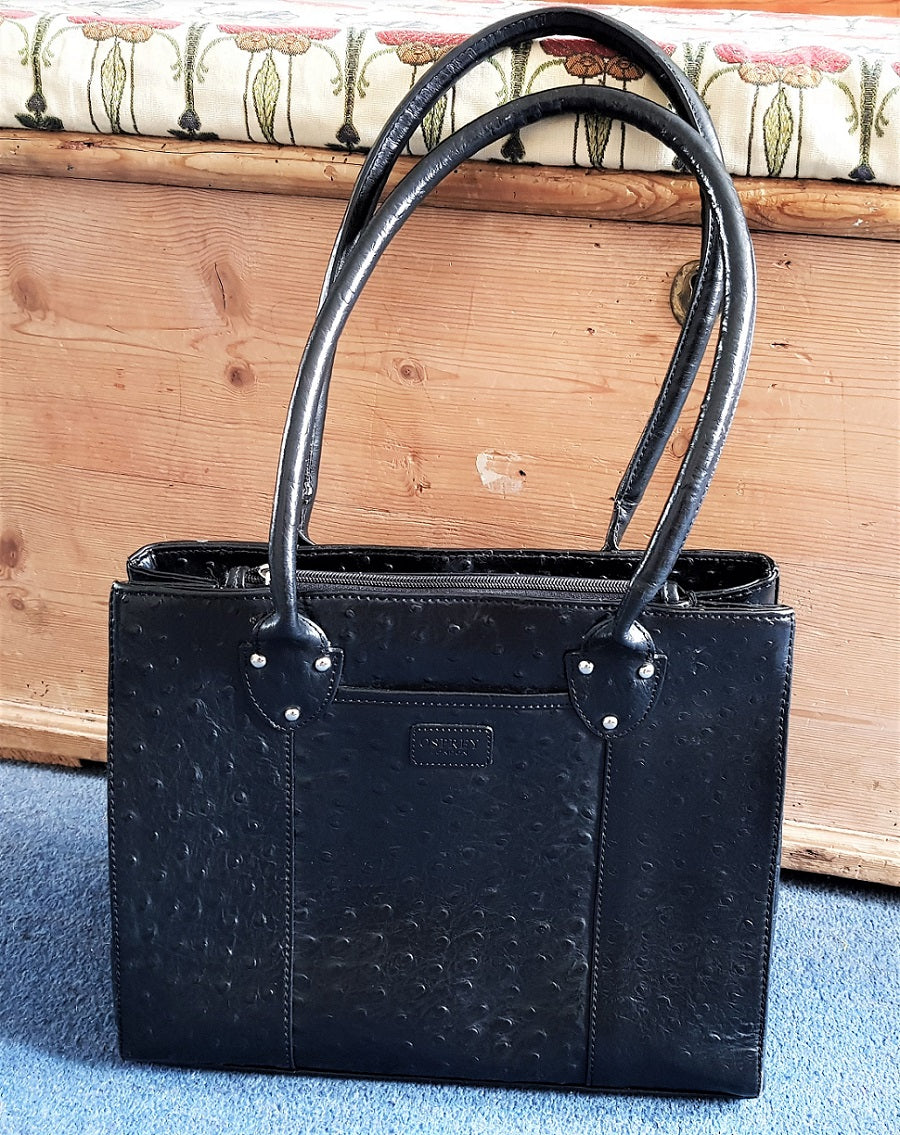 Osprey black ostrich leather tote bag