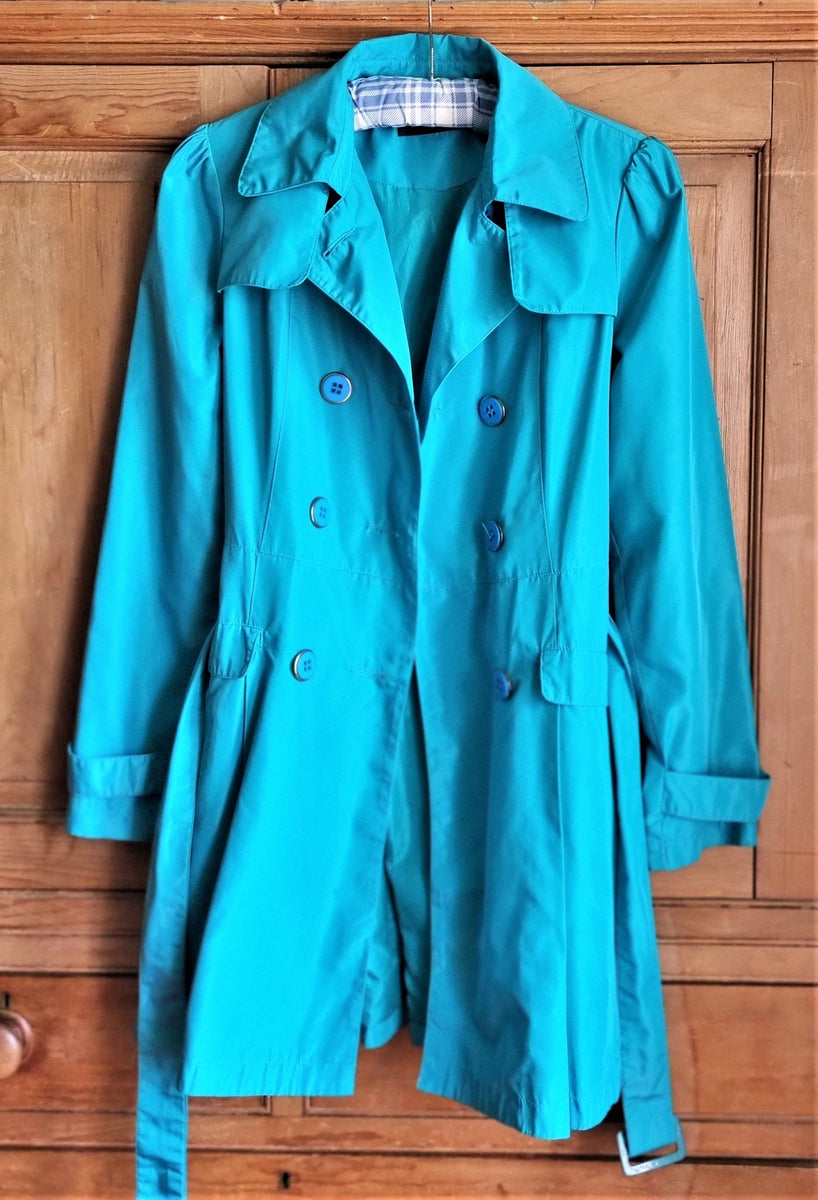 Turquoise trench coat on sale womens