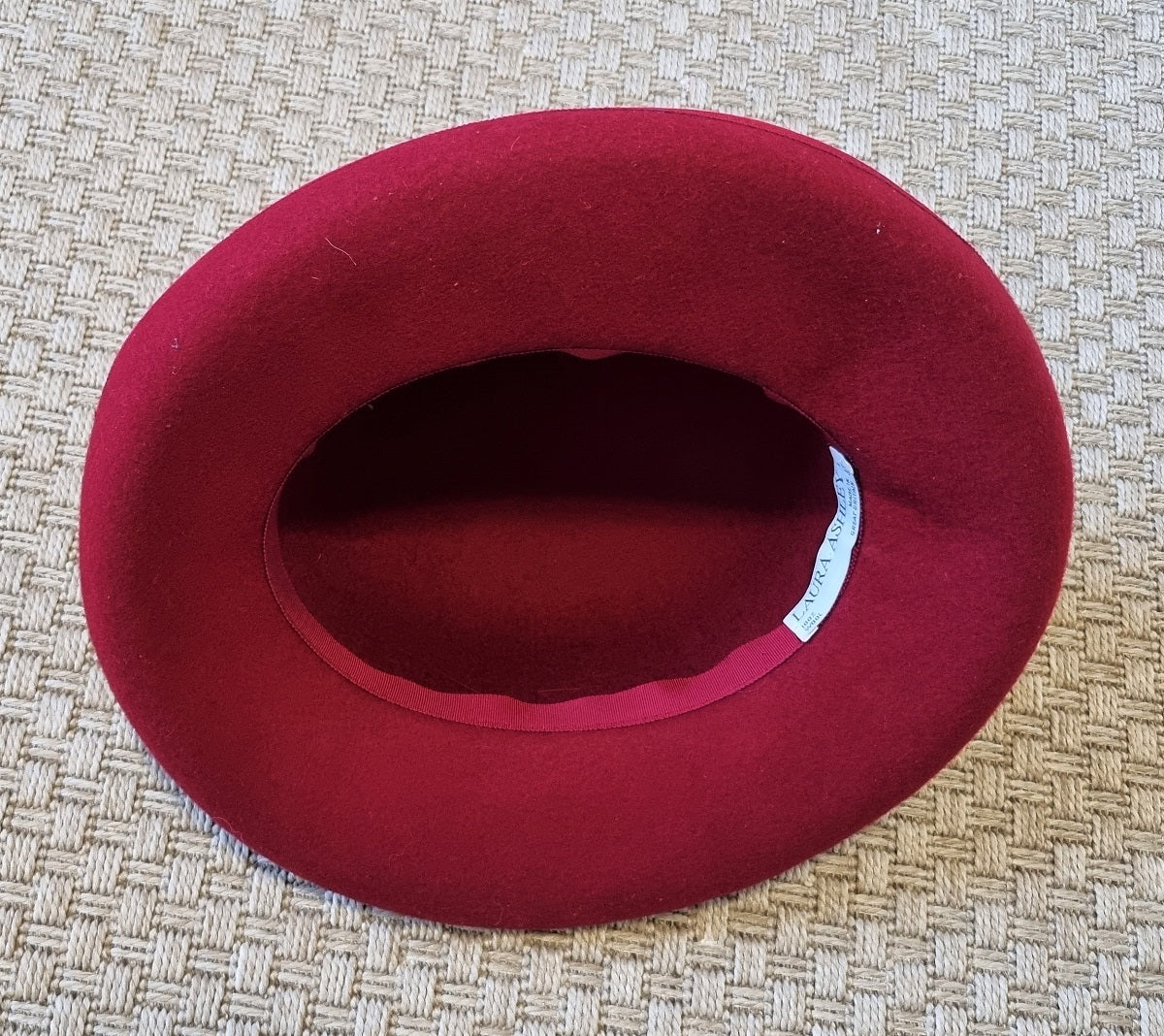 Laura Ashley Vintage 90s Red Felt Wool Brim Hat Velvet Bow Scala Women main image 2