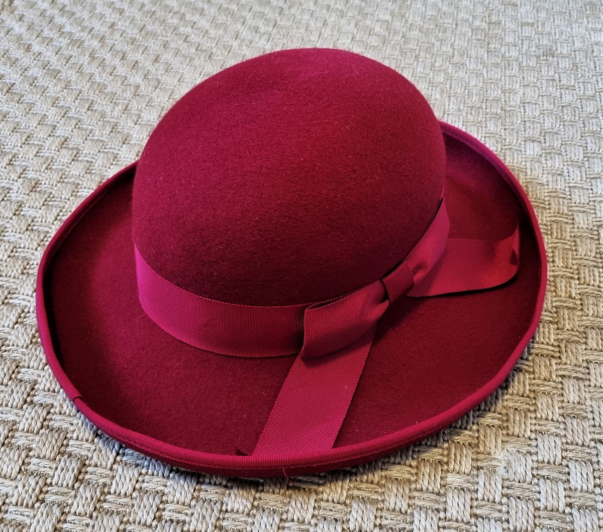 Laura Ashley Vintage 90s Red Felt Wool Brim Hat Velvet Bow Scala Women main image 3