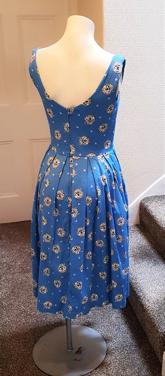 Lindy Bop Lana blue dog print swing dress