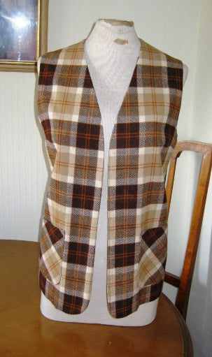 Laird Portch brown tartan plaid wool gilet – The Frockery