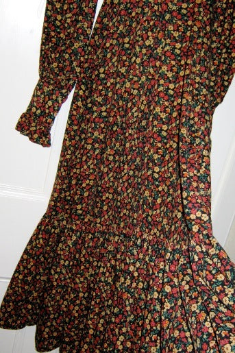droopy and brown dresses for sale Daphne Brown Floral Ruffle Maxi Dress