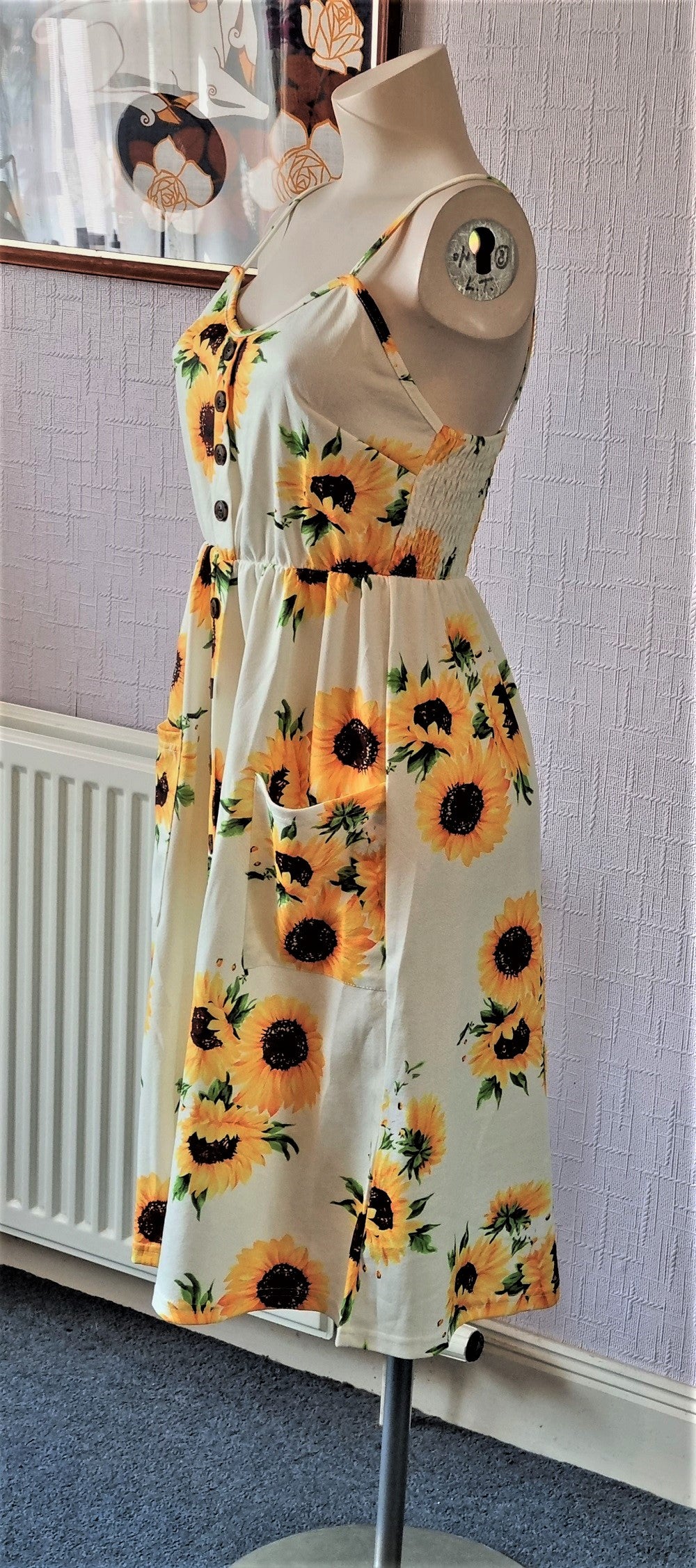 Sunflower print strappy sun dress The Frockery