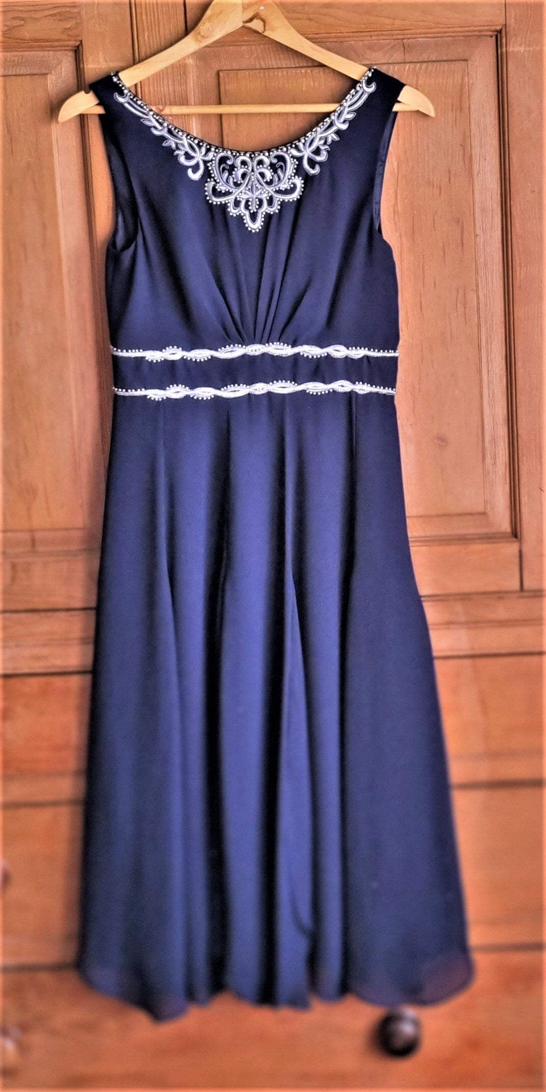 blue dress for baby girl Monsoon embellished navy chiffon cocktail dress – The Frockery