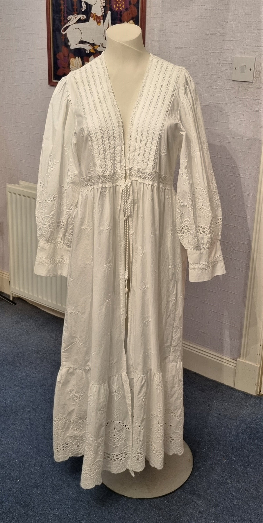 Zara white lace-trimmed broderie cotton robe The Frockery Zara white lace-trimmed broderie cotton robe The Frockery