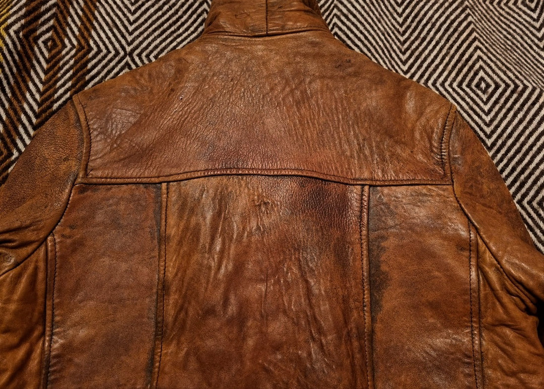 Men's 80s vintage distressed tan leather jacket – The Frockery