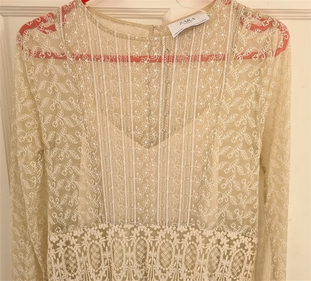 Zara boho cream lace tiered maxi dress The Frockery Zara boho cream lace tiered maxi dress The Frockery