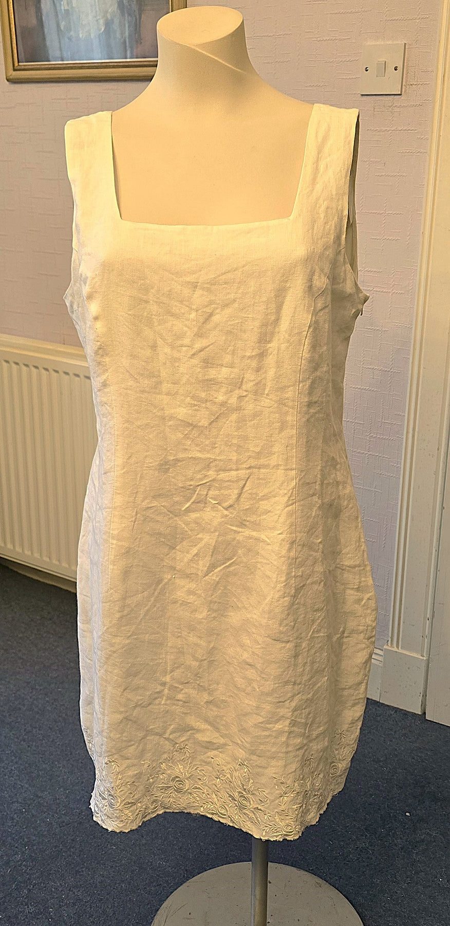Laura Ashley white linen sheath dress The Frockery Laura Ashley white linen sheath dress The Frockery