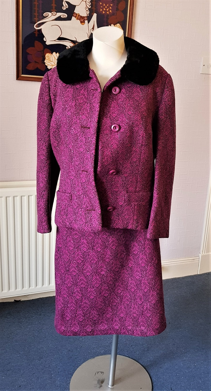 Pink skirt suit tweed hotsell