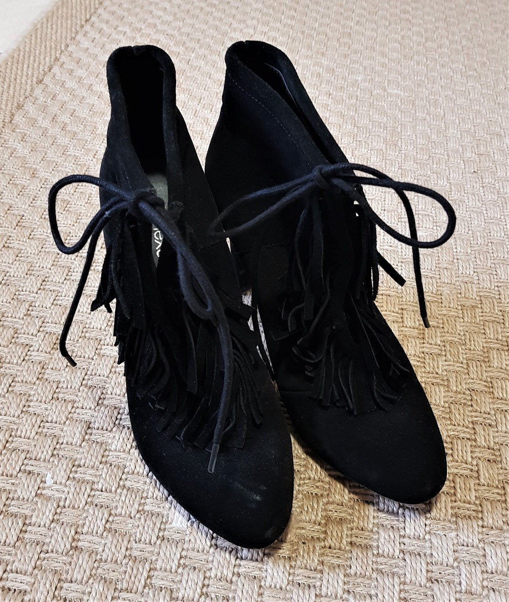 Next black suede fringed ankle boots1