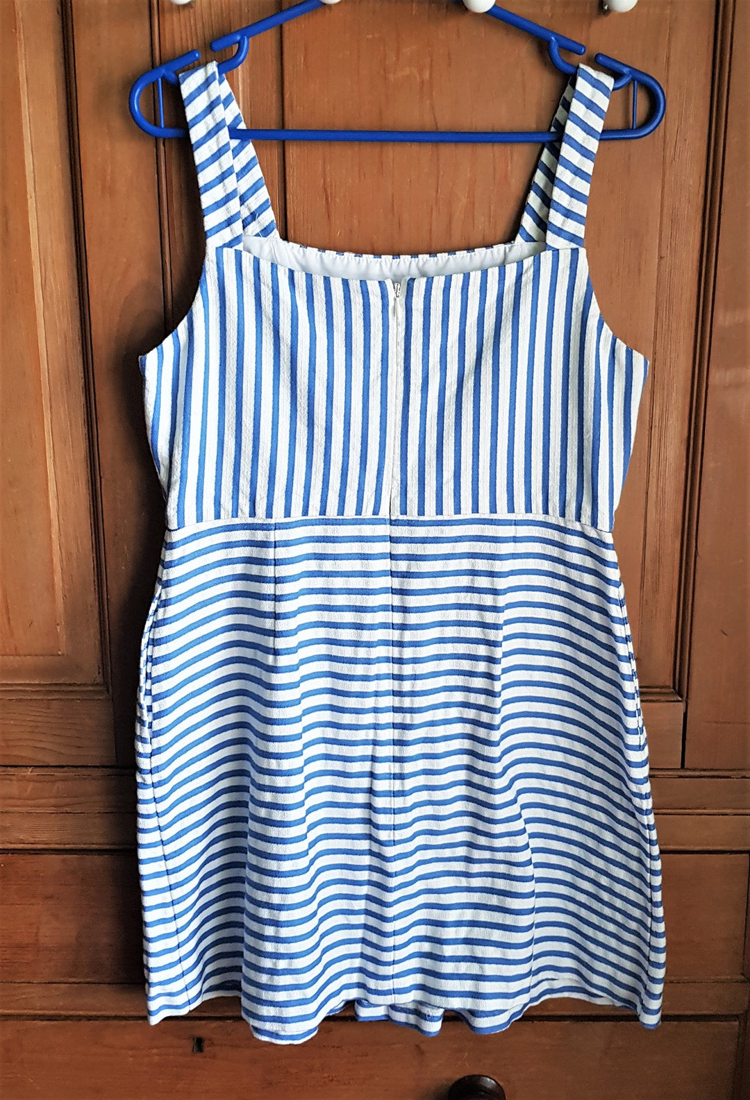 blue dress with side cut outs Top Shop blue and white striped sun dress – The Frockery