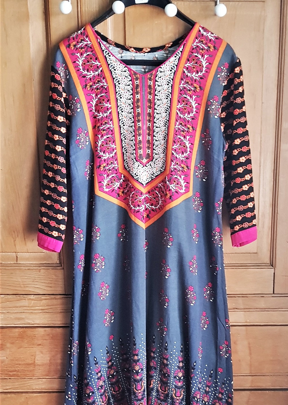 slim fit dress slacks Boho hippy, festival, BROWN ORANGE Sari Silk, Long Tunic, Kaftan Top, –  Festival Stall LTD main image 0