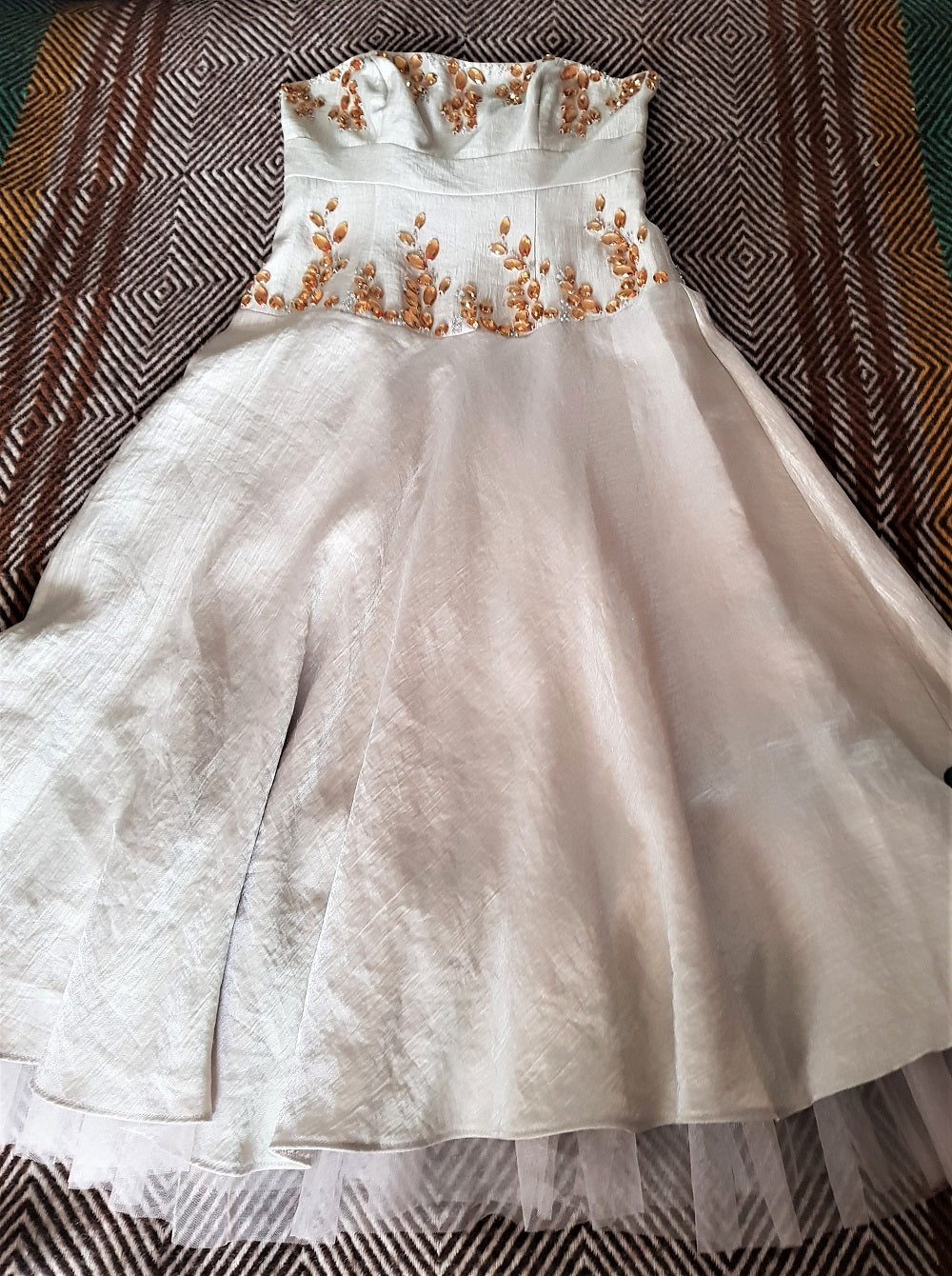 Autograph Exclusive champagne bejewelled occasion dress  The Frockery