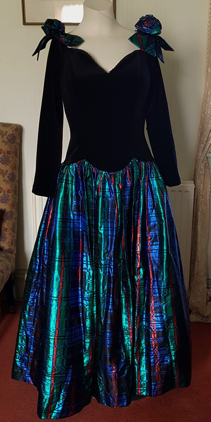 80s John Charles black velvet and metallic party prom dress The Frockery 80s John Charles black velvet and metallic party prom dress The Frockery