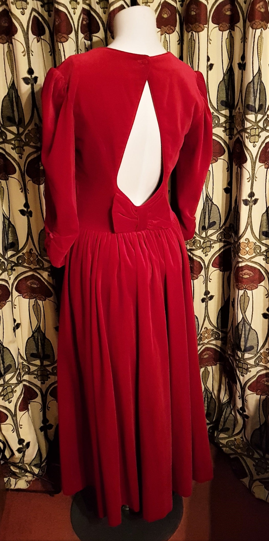 Laura Ashley vintage red velvet occasion dress The Frockery