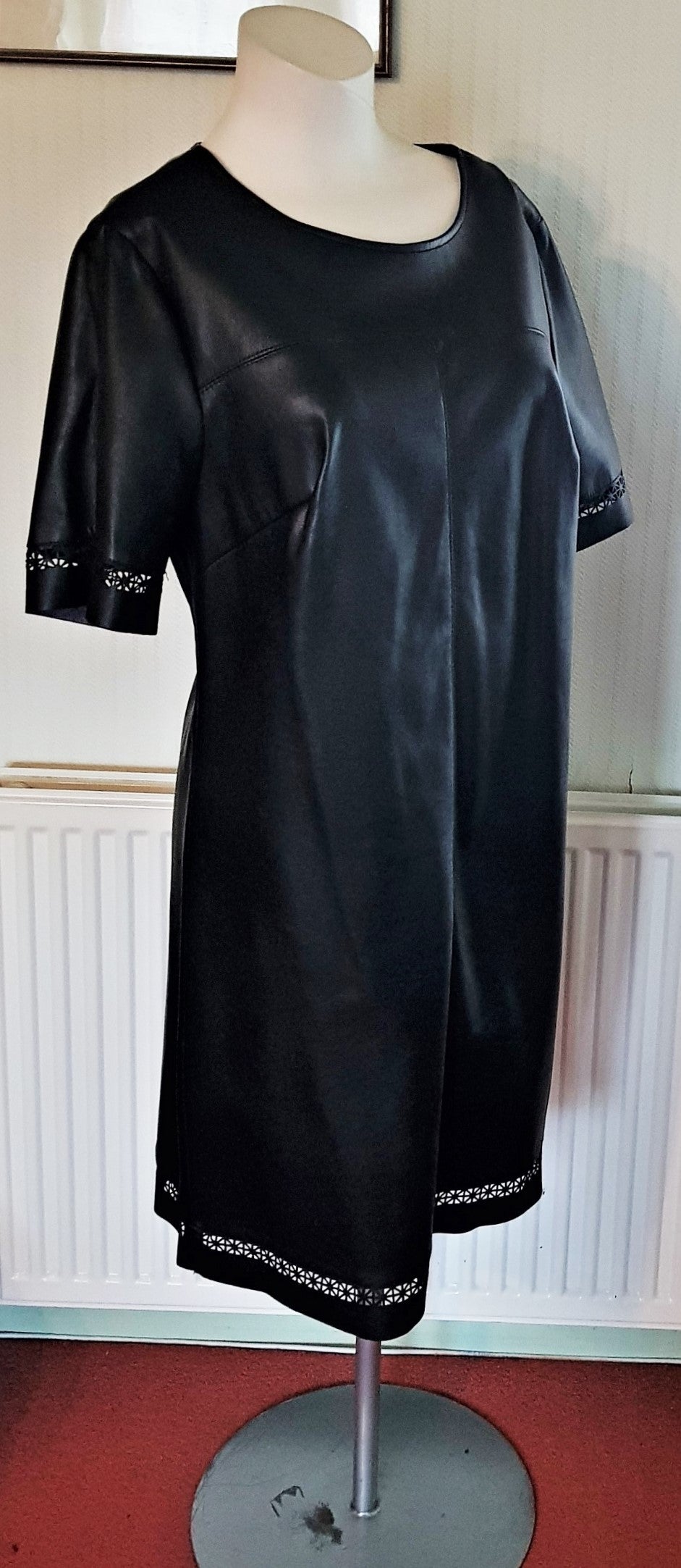 Black faux leather shift dress – The Frockery