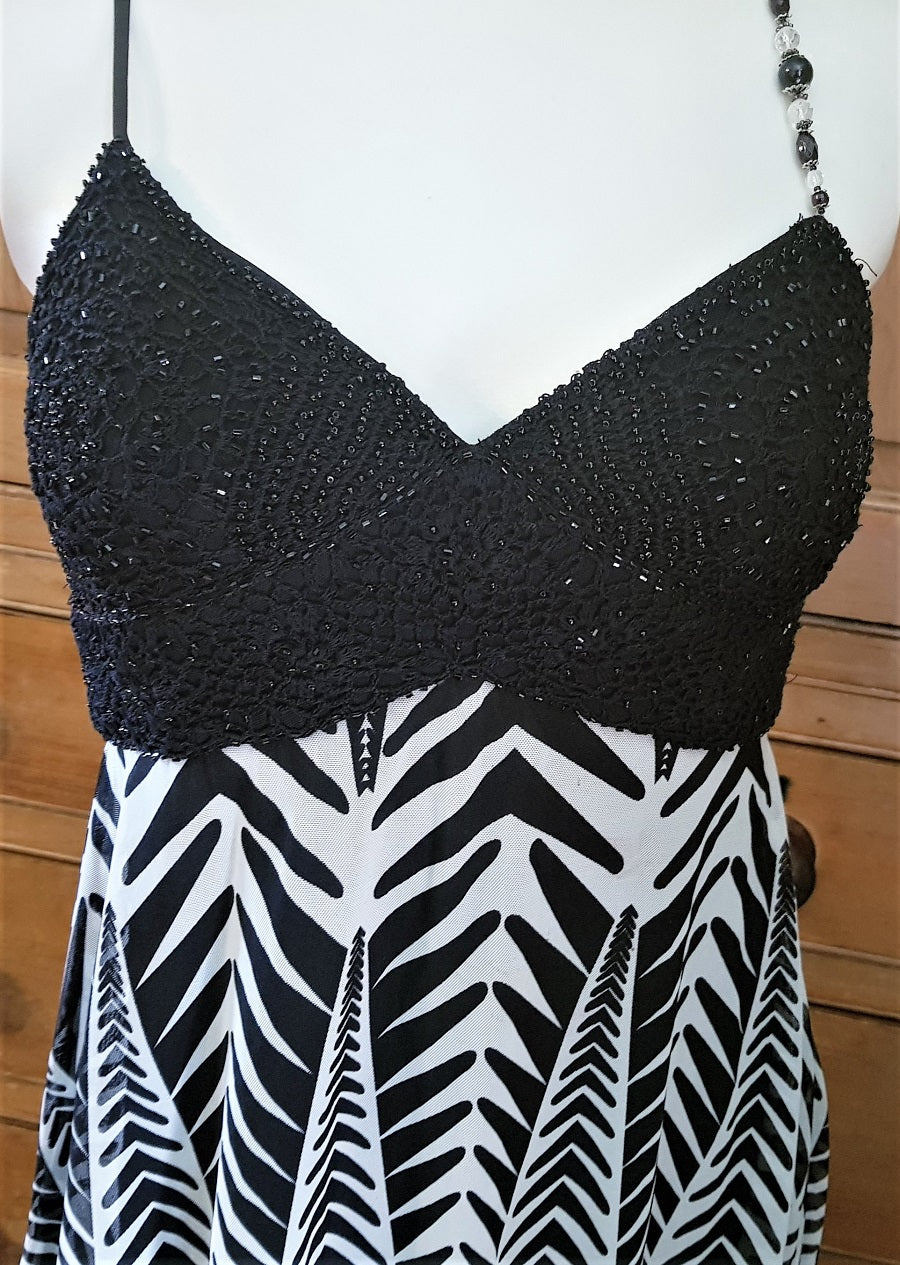 Black and white embellished dress best sale