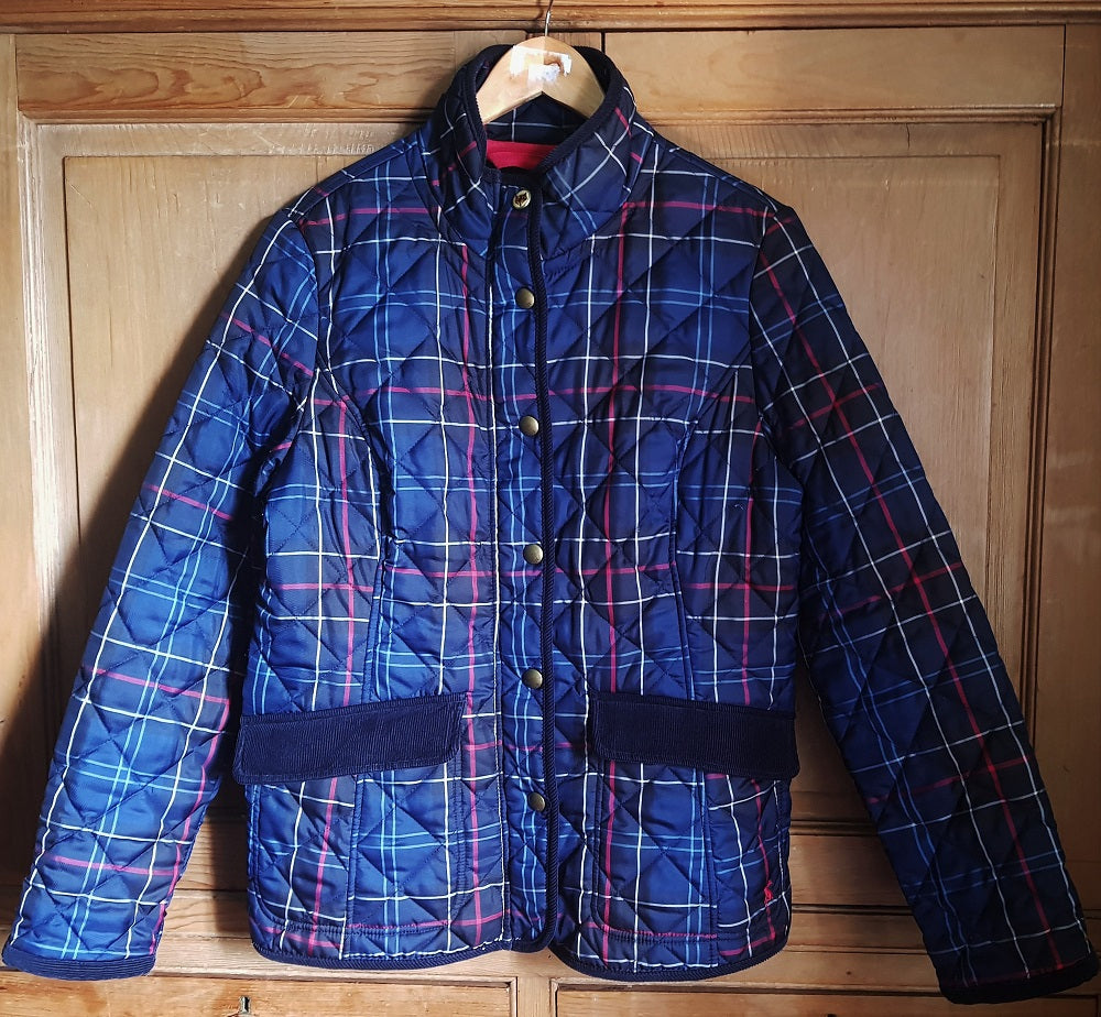 Joules navy plaid quilted padded jacket The Frockery