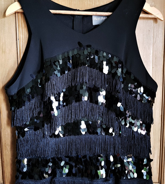 Phase Eight black fringed flapper cocktail dress