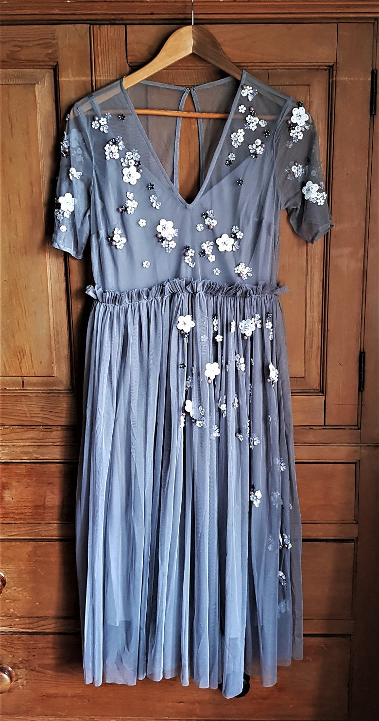 ASOS grey tulle embellished party dress The Frockery ASOS grey tulle embellished party dress The Frockery