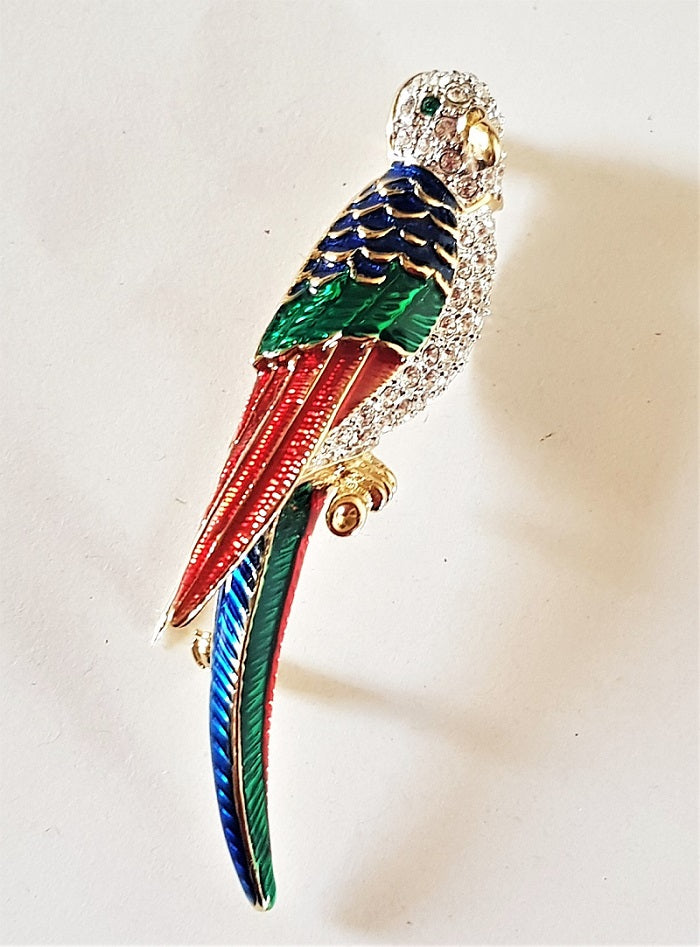 Vintage parrot deals brooch