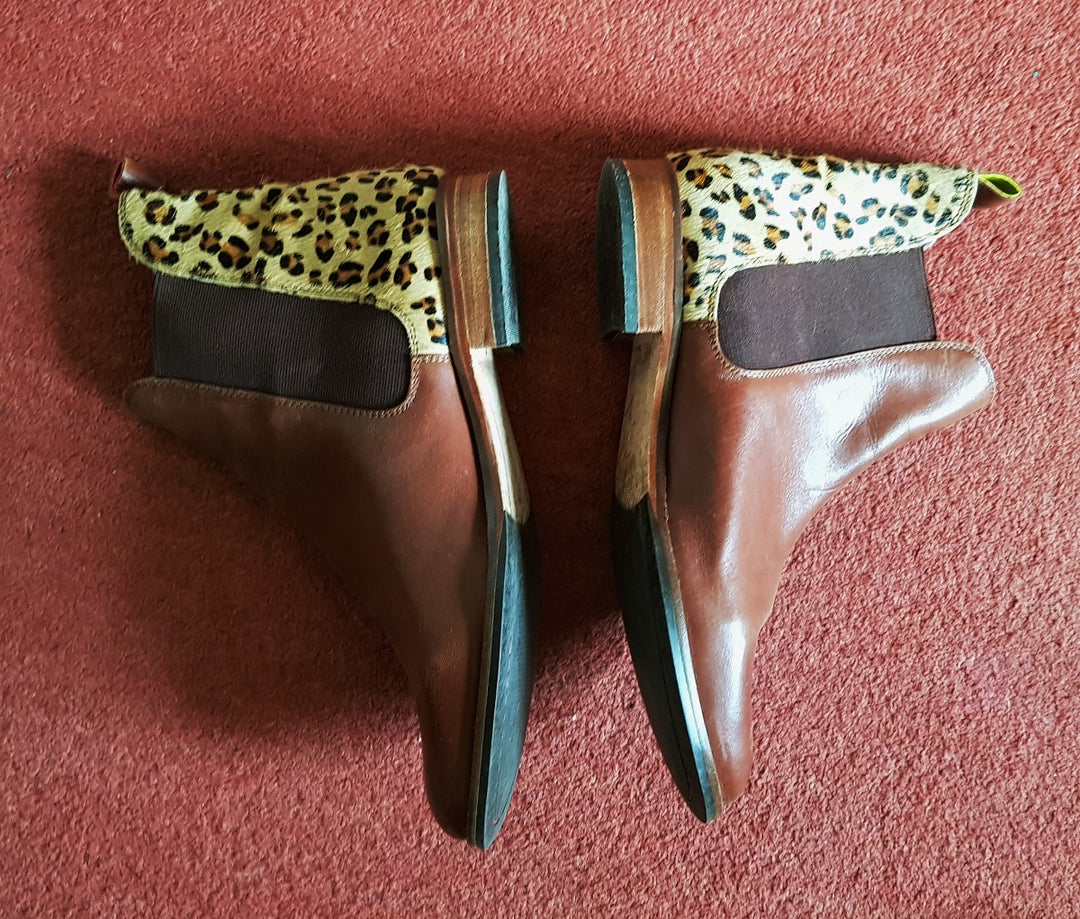 Joules tan leather and pony hair Chelsea boots The Frockery