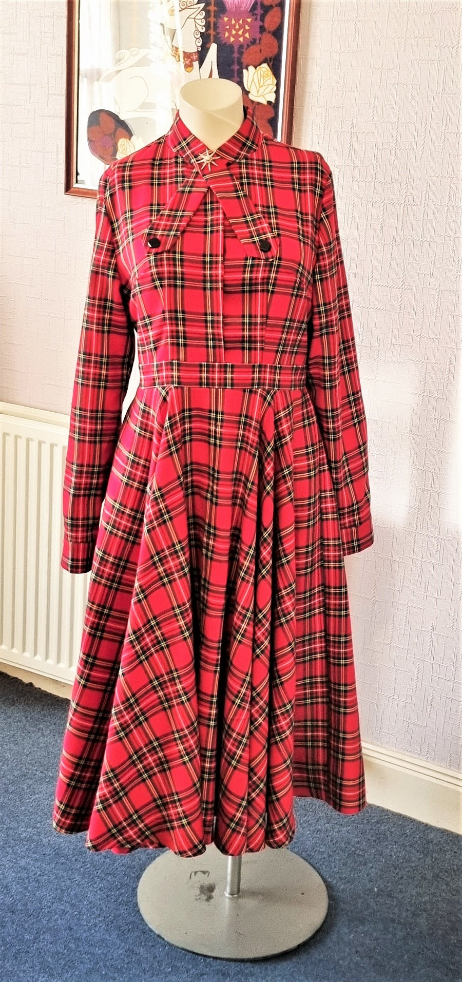 Retro red tartan plaid swing dress The Frockery Retro red tartan plaid swing dress The Frockery