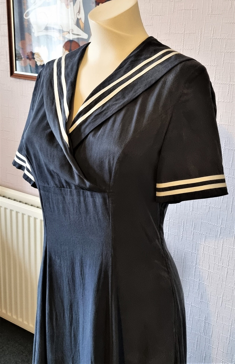 Laura Ashley navy silk sailor dress – The Frockery