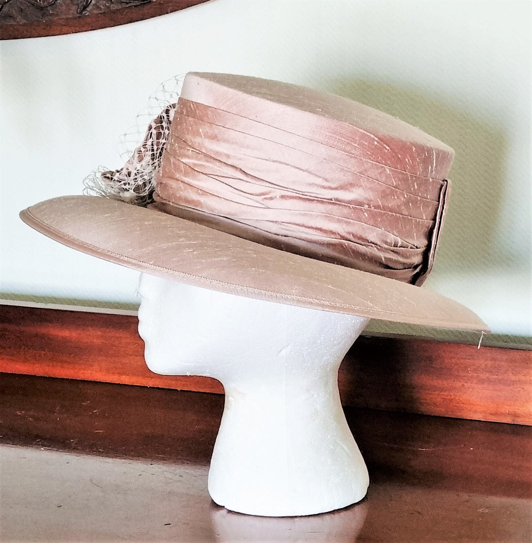 NWT Nigel Rayment 100% Natural Fiber Blue Sun Hat with Tan Ribbon CHRISTIAN HAT - Navy Blue and Ivory - Gold Coast Couture main image 4