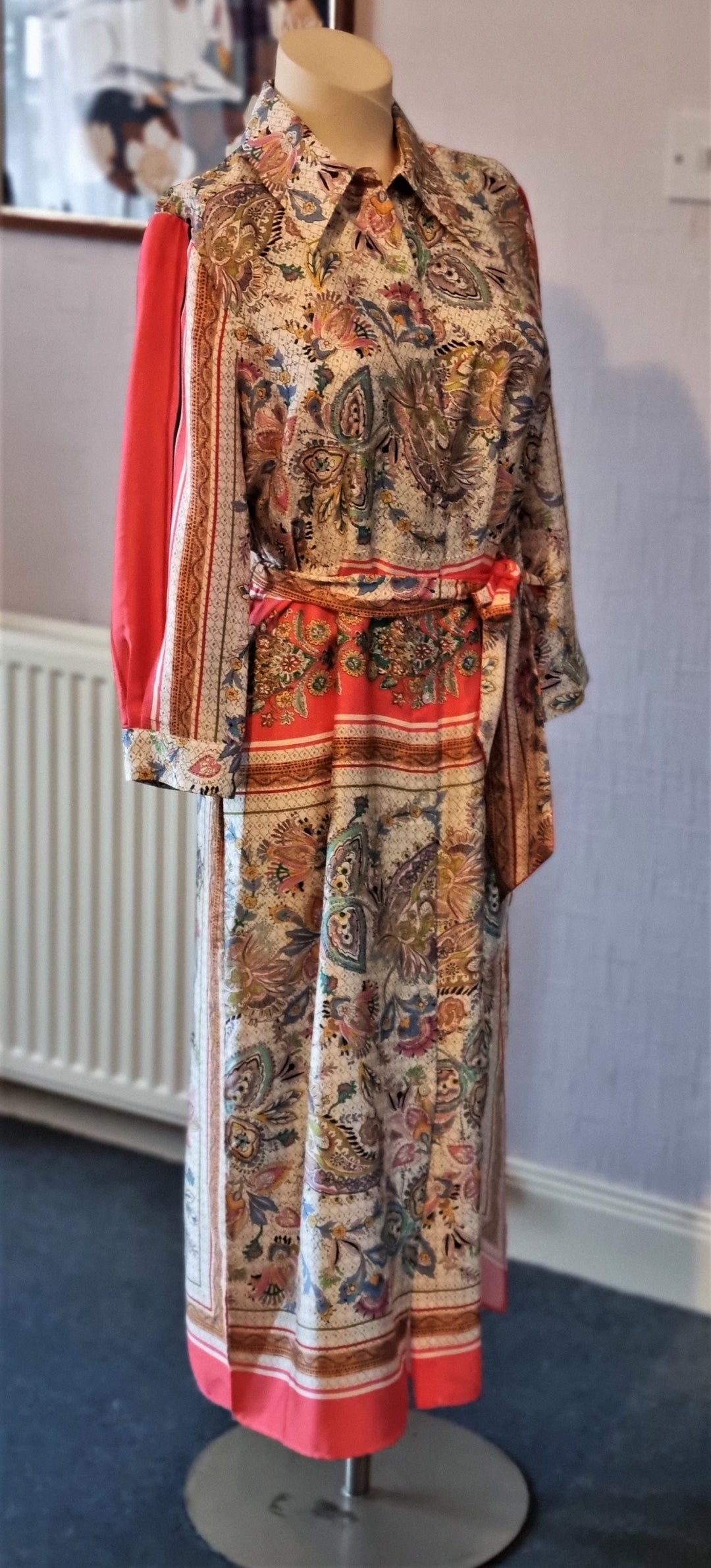 Zara peach print silky shirt dress – The Frockery