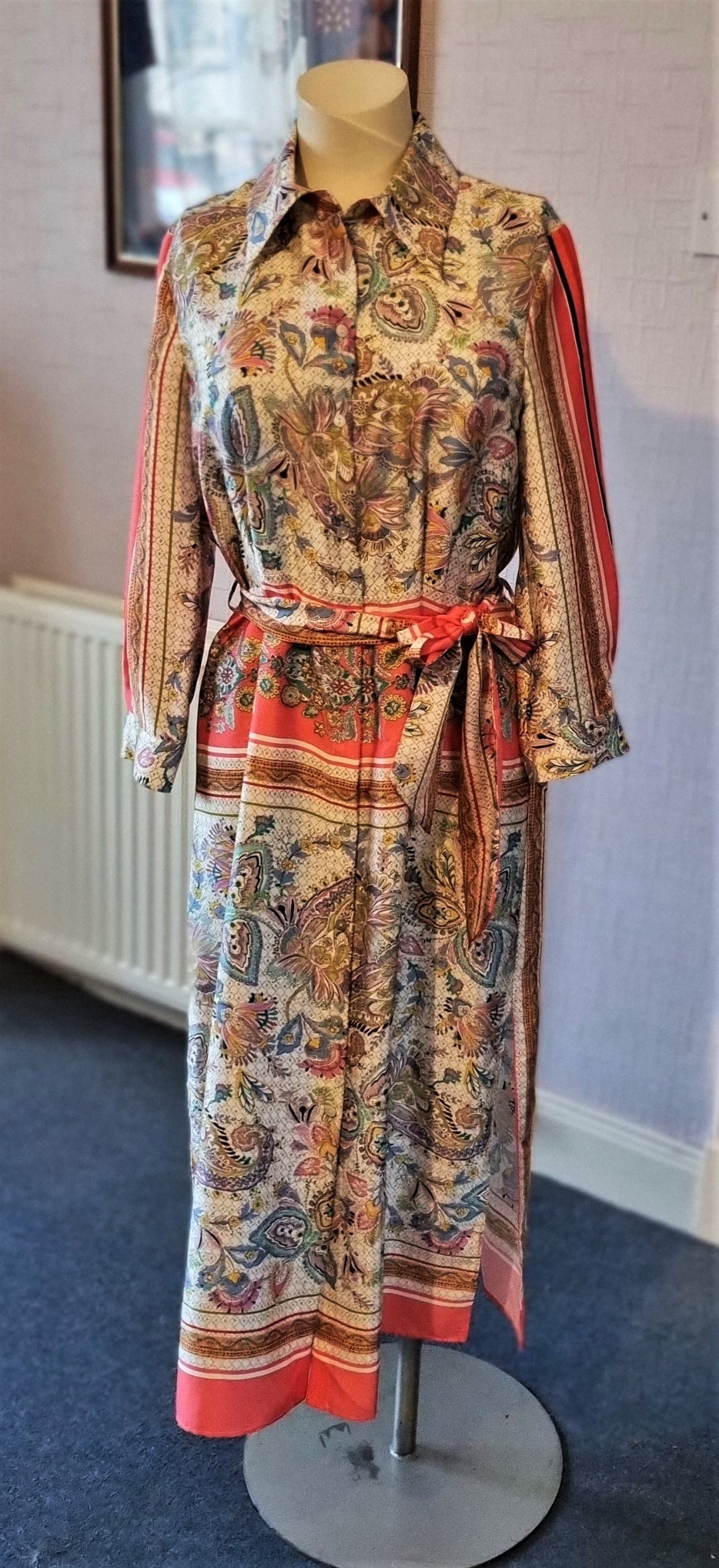 Zara peach print silky shirt dress – The Frockery