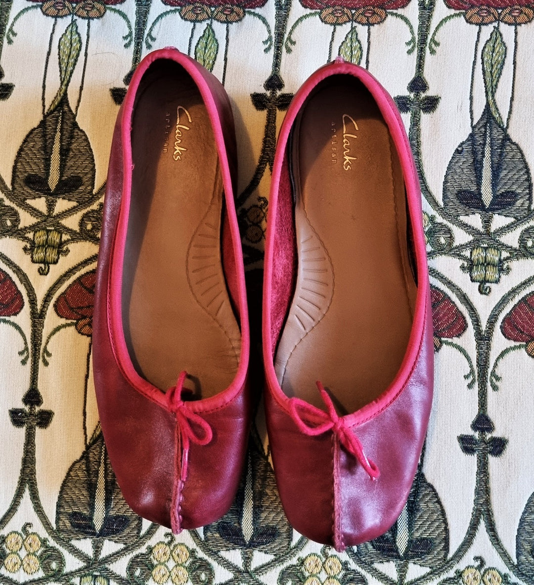 Clarks berry red leather ballet flats The Frockery