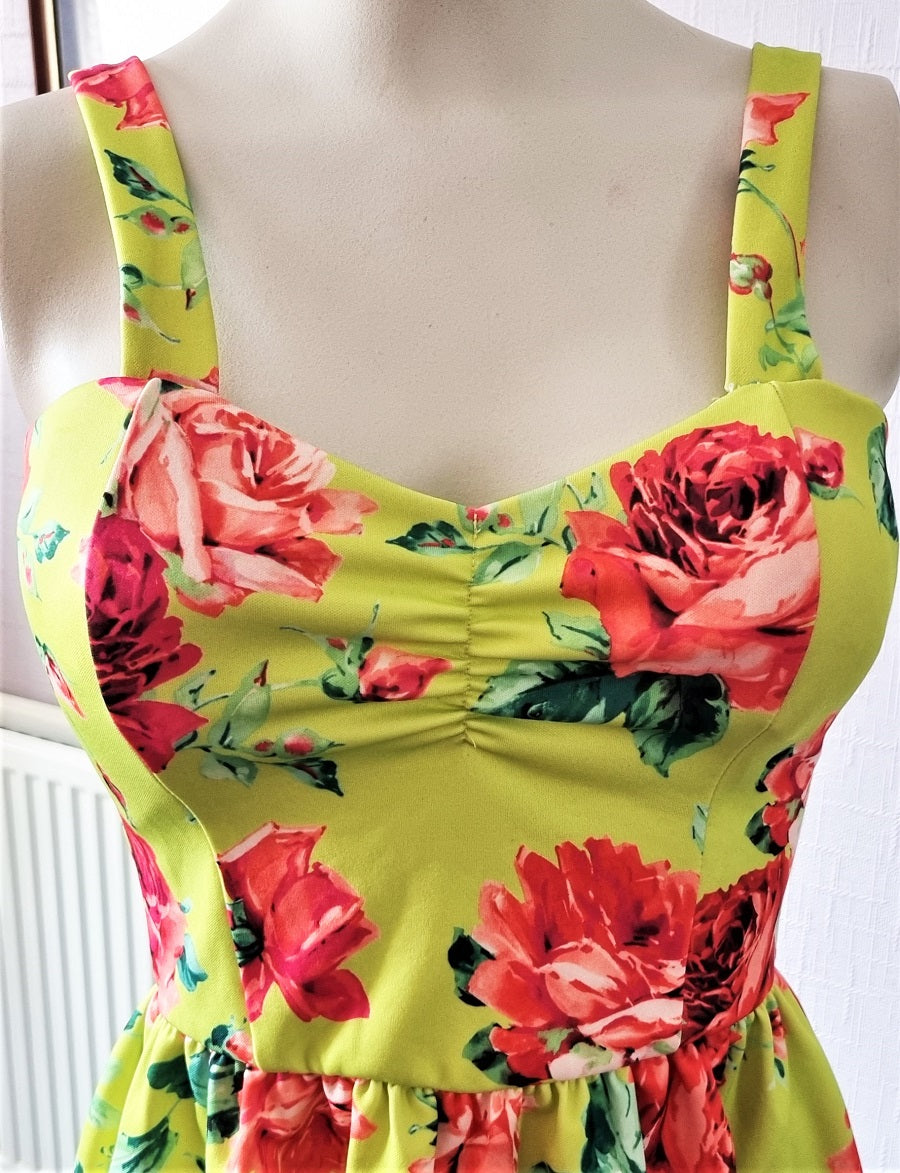 Cameo Rose lime green floral print sun dress The Frockery