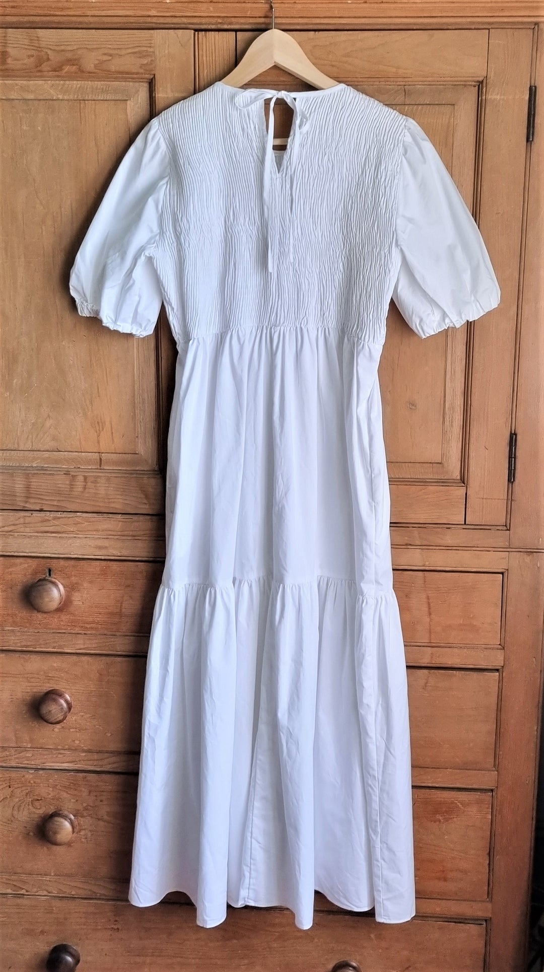 boho maxi dress zara Zara boho white smocked tiered maxi dress – The Frockery