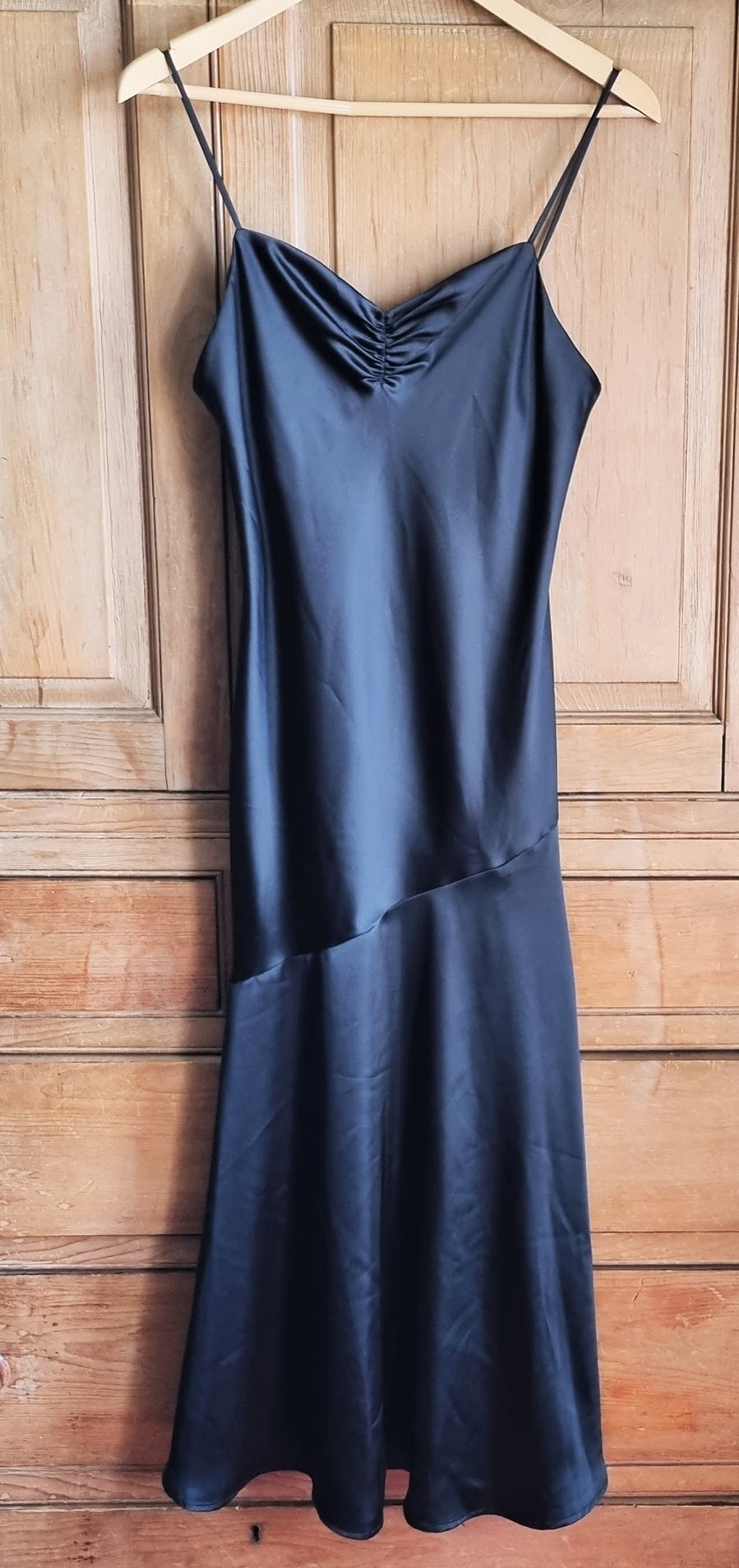 Top Shop black satin maxi slip dress The Frockery Top Shop black satin maxi slip dress The Frockery