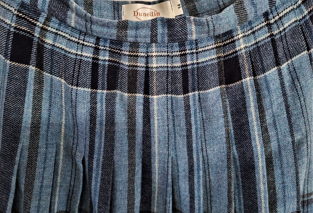 Plaid Pleated Skirt Wool Plaid Skirt Blue Pendleton Reversible