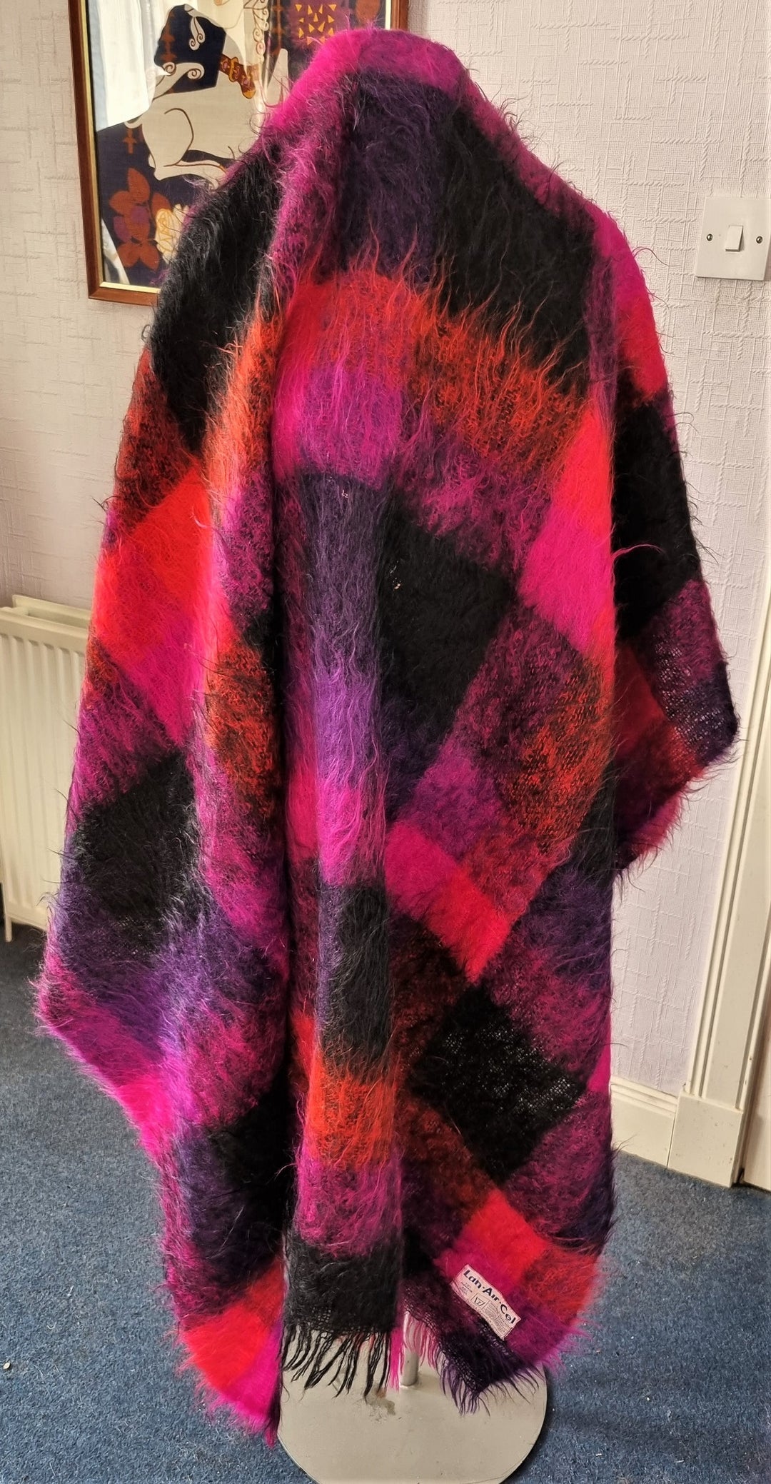 Lan-Air-Cel vintage mohair plaid wool throw blanket – The
