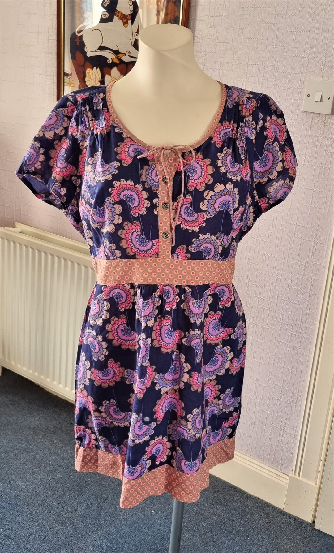 Mantaray navy and pink floral tunic top The Frockery