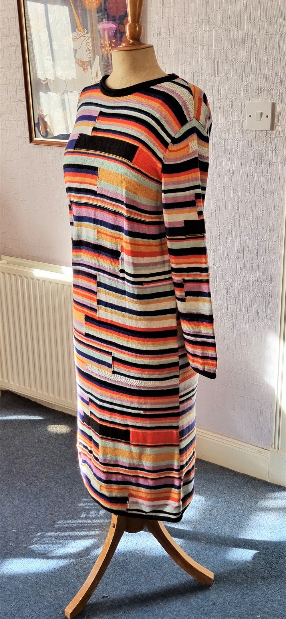 fitted lace wedding dress Zara multicolour striped block knit dress – The Frockery